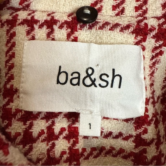 ba&sh Red and Cream Plaid Bomber Jacket - Picture 6 of 16